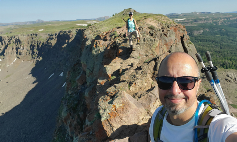 Rob and Wendy Nadolny hiking Devils Causway in Colorado